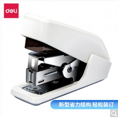得力(deli)省力结构专利订书机/订书器 适配12#订书钉 可装50枚钉 白色