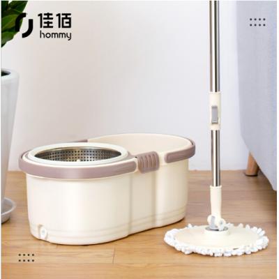 佳佰旋转拖把桶 可拆卸免手洗双驱动地拖 干湿两用懒人木地板墩布（拖把头*2） 甩干拖把