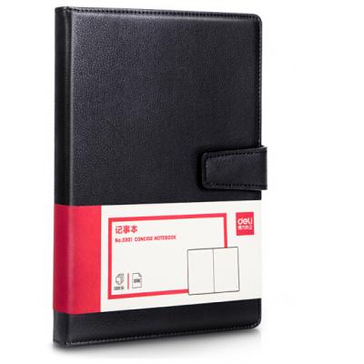得力(deli)25K120张商务磁扣皮面本办公用品 工作记事本会议记录本笔记本子文具 黑色3301