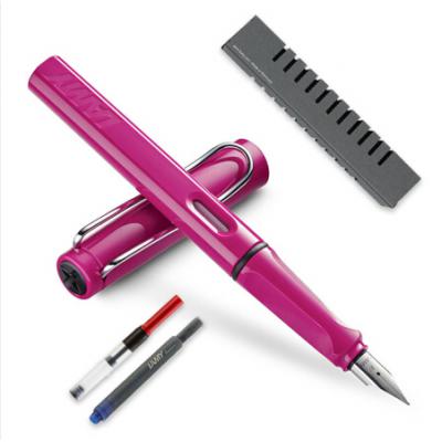 德国进口 凌美(LAMY)钢笔签字笔墨水笔Safari狩猎者粉红F尖成人学生练字钢笔（龙骨盒套装带吸墨器）